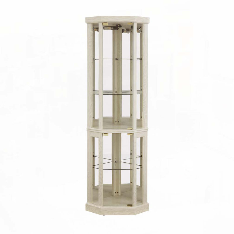Armoire décorative avec tablettes et porte en verre, 69.84" H x 15.31" W x 15.31" D, Blanc