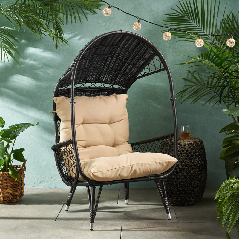Outdoor Rattan Chair,Basket Chair, Beige Brown, Black