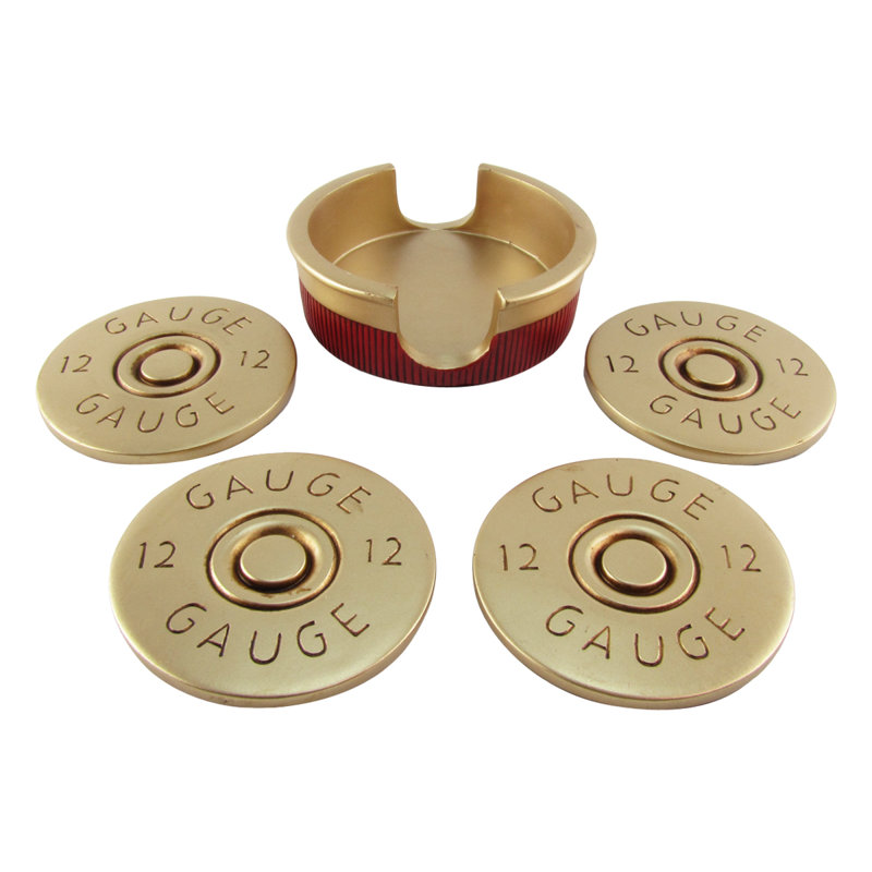 Ensemble de sous-verres à coquille de fusil de calibre 12 avec support