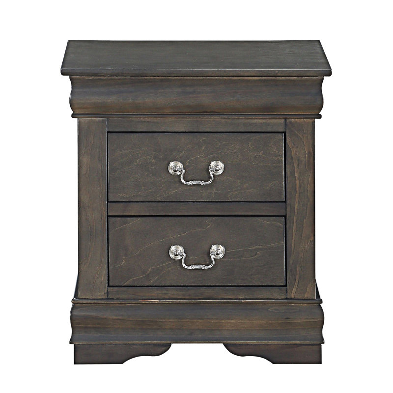 Table de chevet avec tiroir, Gris foncé
