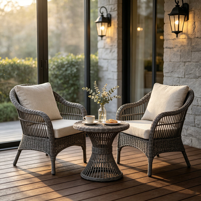 24" x 24" Outdoor/Indoor Deep Seat Patio Chair Cushions (Set of 2) - Water Repellent Design, Beige