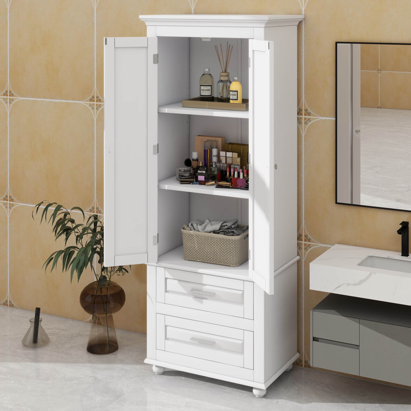 Grande armoire de rangement avec deux tiroirs pratiques, Blanc