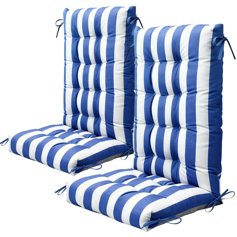 Outdoor/Indoor 5'' Adirondack Chair Seat/Back Cushion with Ties, Blue/White Striped