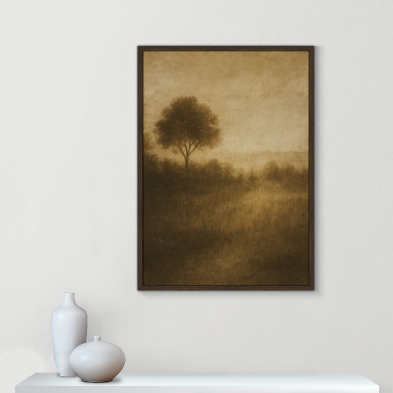 «Quiet Meadow I Print» par Fredrick Ashcroft, L 25,5 po x H 35,5 po, Grain de bois noyer, Impression encadrée