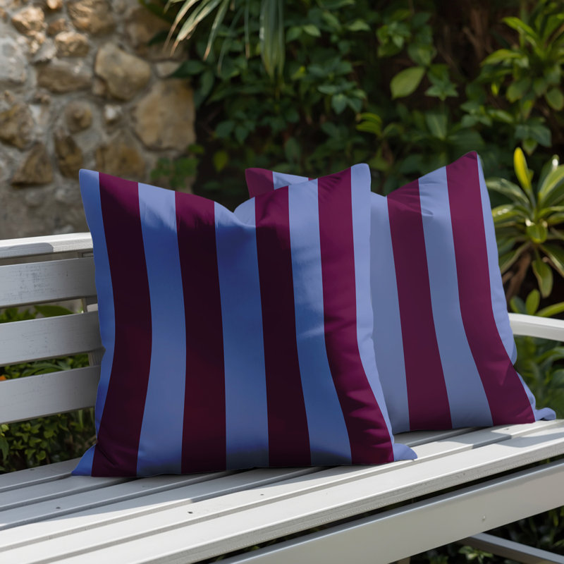 Ensemble de coussins réversibles intérieur / extérieur Stan Stripe, 20x20, Lavendar/Purple