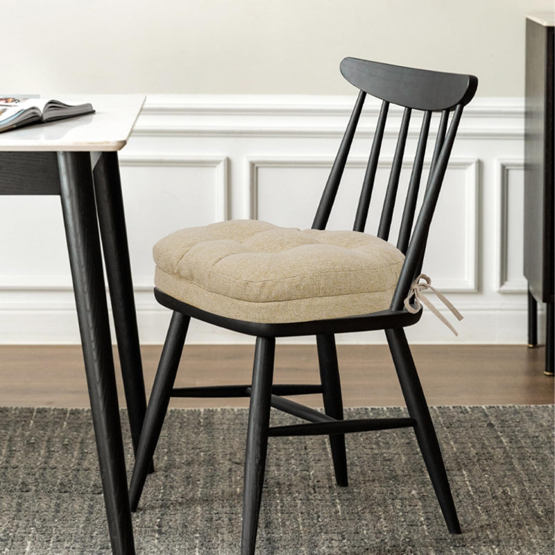 Coussins de chaise Windsor en mousse à mémoire de forme, avec attaches et housse lavable, 43 x 39 x 9 cm, ensemble de 4, beige