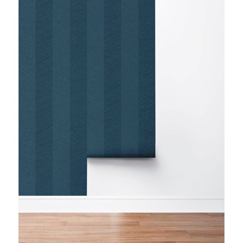 Chevron Vinyl Peel & Stick Wallpaper Roll, Navy Blue