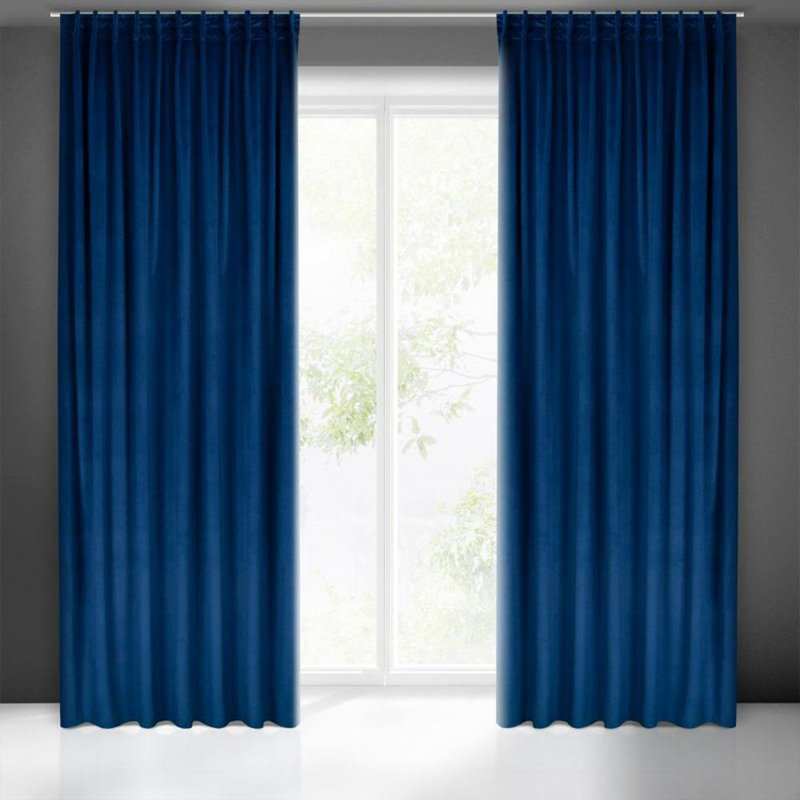 Madlen Blackout Single Curtain, Navy Blue Tape