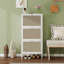 Étagère à chaussures en rotin 3 portes, armoire de rangement pour chaussures moderne autoportante, pour vestibule-122881140