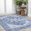 Abhirami Ornate Medallion Machine-Washable Blue/Navy Rug-1927502007