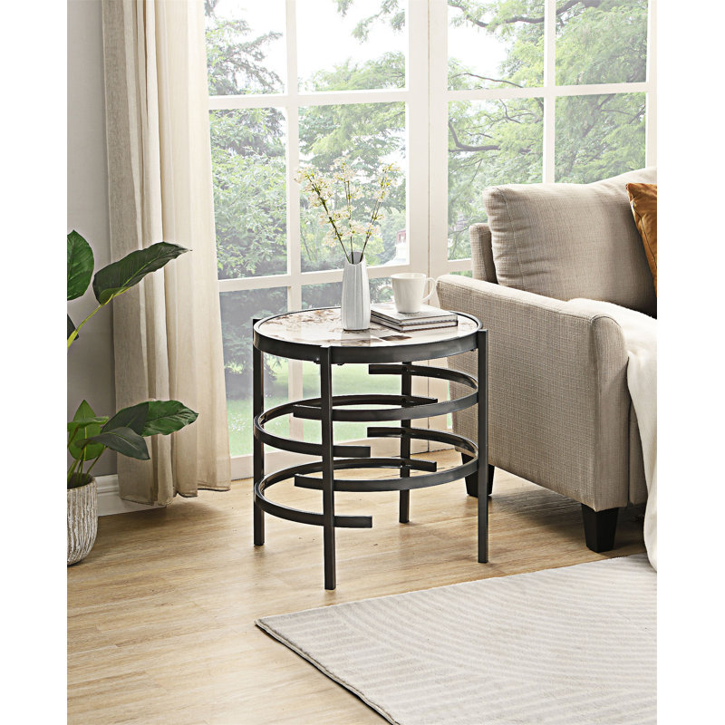 Table de bout ronde moderne pour le salon, Gris