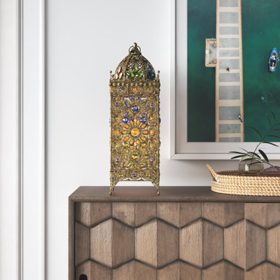 Ridder 24"H Vintage Brass Ornate Lantern Table Lamp