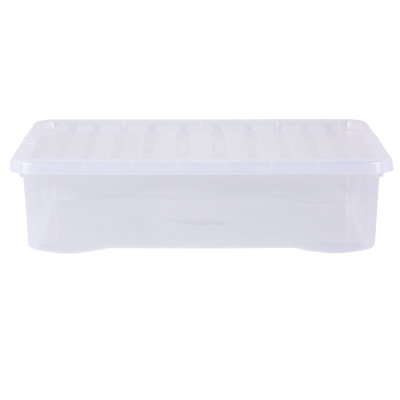 Wham Crystal 46L Plastic Storage Box Pack of 4 Clear