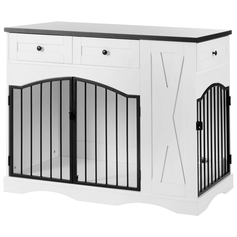 Versatile Heavy-Duty Dog Crate with Practical Drawers and Stylish Design