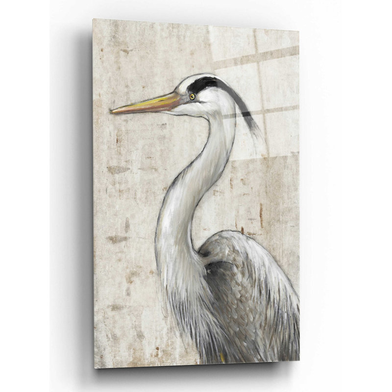 «Gray Heron II» par Tim O'Toole, art mural en verre acrylique, H 16 po x l 12 po x P 0,13 po