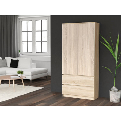 Jonathin 2 Door Solid + Manufactured Wood Wardrobe