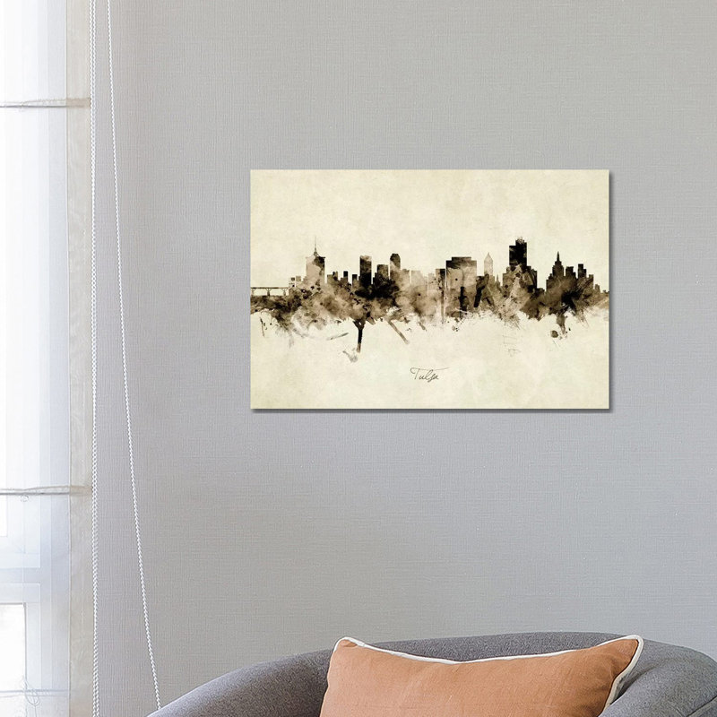 Tulsa Oklahoma Skyline by Michael Tompsett - 1 Piece Wrapped Canvas Painting, 66.04 cm H x 45.72 cm W x 3.175 cm D