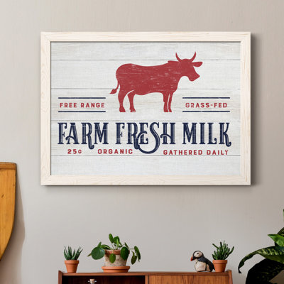 «Farm Fresh Milk», reproduction d'art textuel sur toile