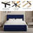 Queen Size Velvet Upholstered Platform Bed Frame with Button Tufted Headboard & 4 Storage Drawers, Wooden Slat Support, No Box Spring Needed - Blue-1829419779-1829419780