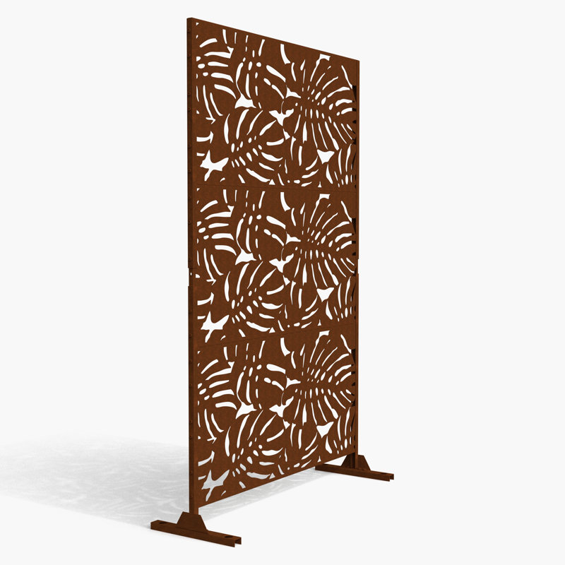 Panneau de clôture 76 po x 47,2 po en métal brun rougeâtre