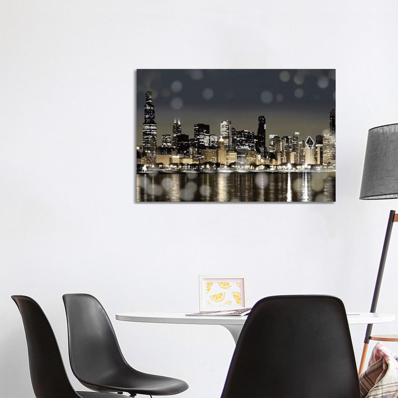 Chicago Nights I by Kate Carrigan - Print on Canvas, 66.04 cm H x 45.72 cm W, White Floater Framed