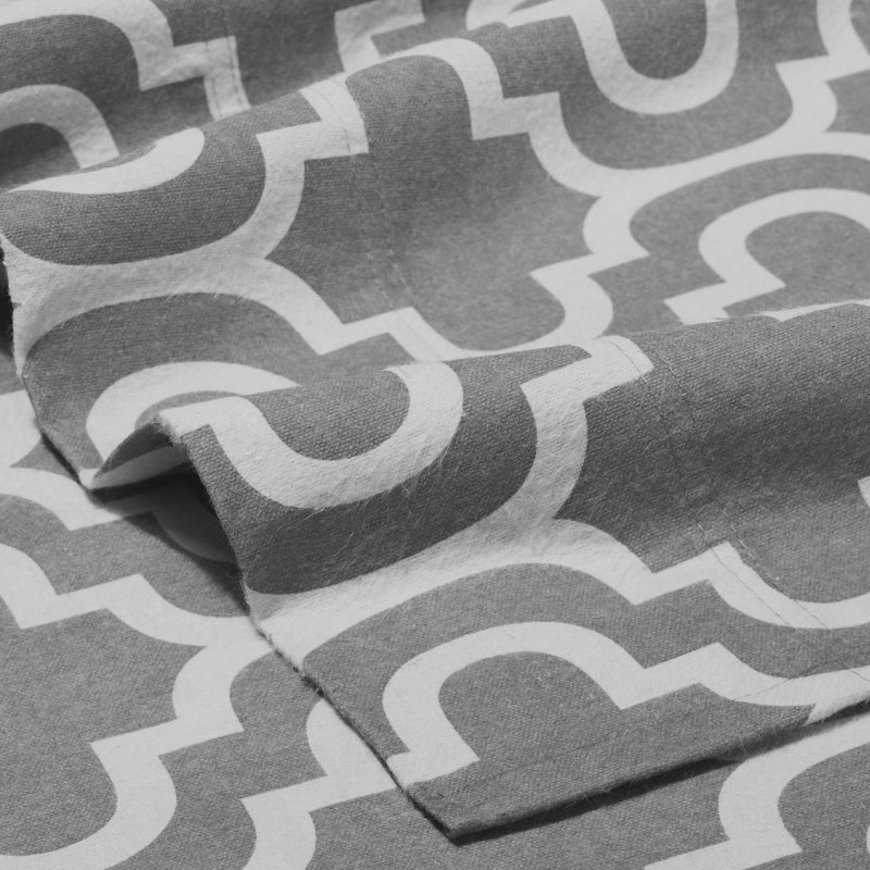 Ensemble de draps en 100% flanelle de coton Scotchis, Ensemble de draps pour lit double + drap-housse + , Trellis gris