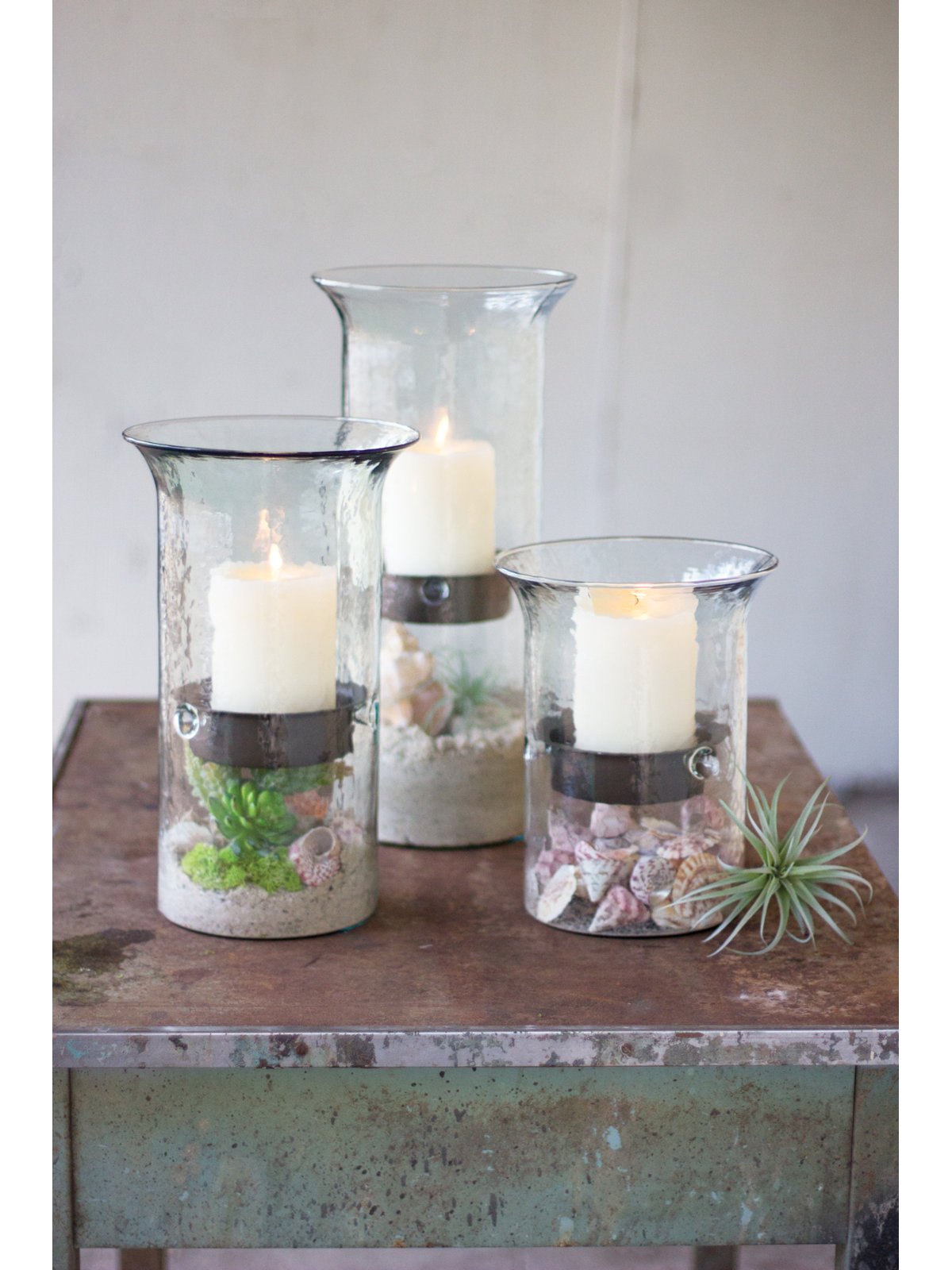 Sakie Glass Hurricane Candle Holder, 19" H x 7" W x 7" D