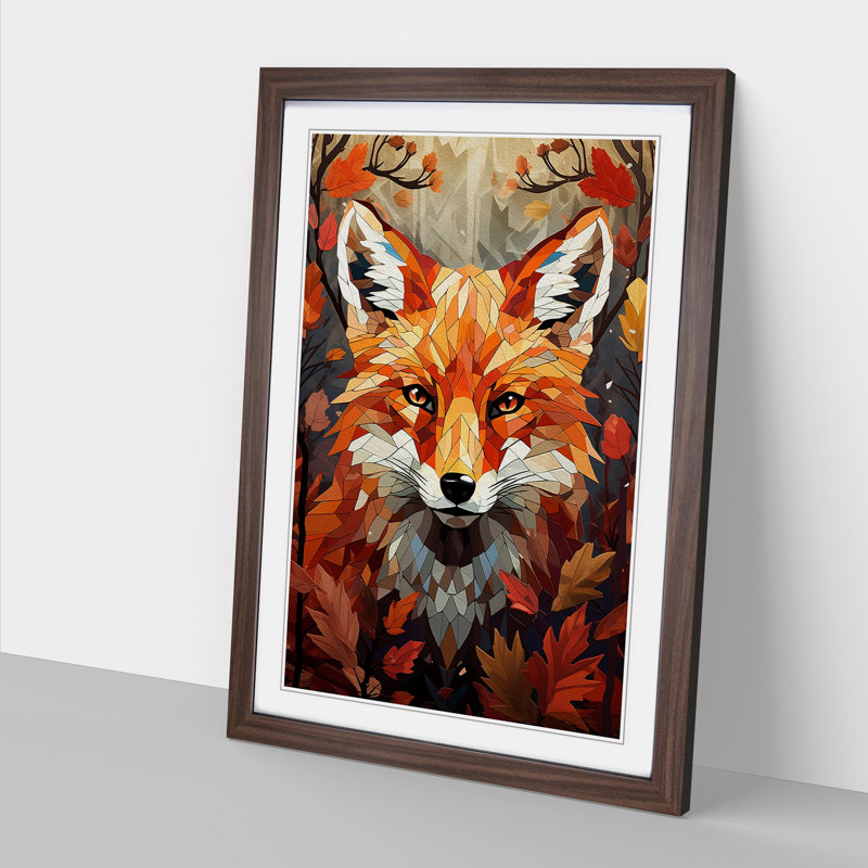 Fox Geometric No.4 Framed Print, Walnut Framed, 64cm H x 46cm W