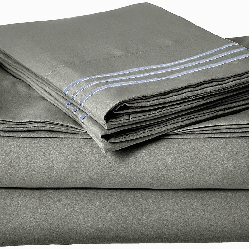 LuxurySoft 1800 Series Wrinkle-Free Pillowcase Set - Hotel Quality, Super Soft, Fade Resistant, Beautiful Design. Deep Pocket Fits Up to 16inch Mattress. 4-Piece Sheet Set.