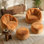Ensemble de 2 fauteuils à billes surdimensionnés en microfibre avec repose-pieds