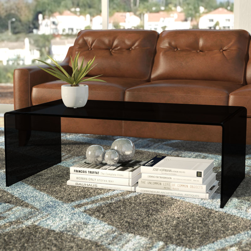 Dasher Glass Single Coffee Table, Clear, Yes, 13.8" H x 39.3" L x 19.7" W