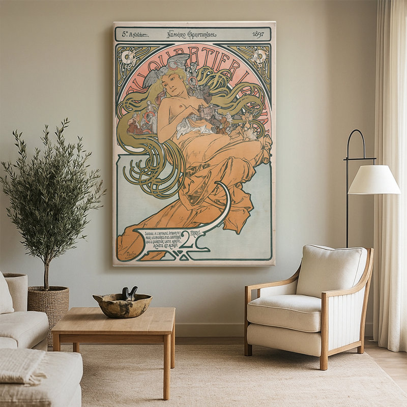 Au Quartier - Toile tendue sur toile de style latino par Alphonse Mucha, 40 po x 60 po