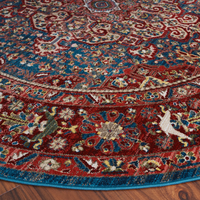 Tapis performance oriental Kurtz, Blue/Red, Rond 5 pi 1 po