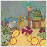 Tropical Village Giclee On Canvas by Jill Krasner