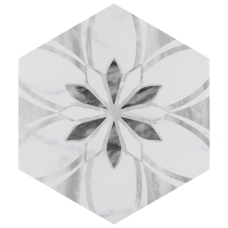 Carreau de porcelaine à motif hexagonal 7 po x 8 po Classico Bardiglio, Lumière