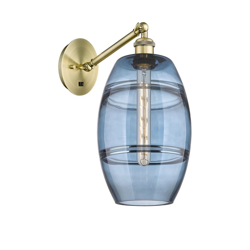 Dundrod Steel Armed Sconce, Princess Blue, Antique Brass