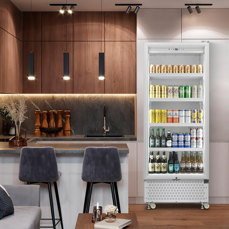 15Cu.Ft Glass Door Beverage Cooler – 630 Can Capacity, Energy-Saving Compressor, Auto Defrost, Anti-Fog Glass & LED Light for Commercial Use