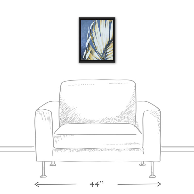 Feuilles de palmier sur fond bleu, H 15,75 po x l 12,75 po
