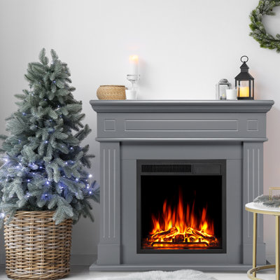 Tarijah 43" 1500W Electric Fireplace Mantel W/ Realistic LED Log Heater,Remote Control