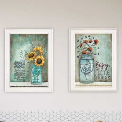 Enjoy the Little Things/Happiness 2-Piece Vignette Framed Wall Art for Home Decor by Tonya Crawford