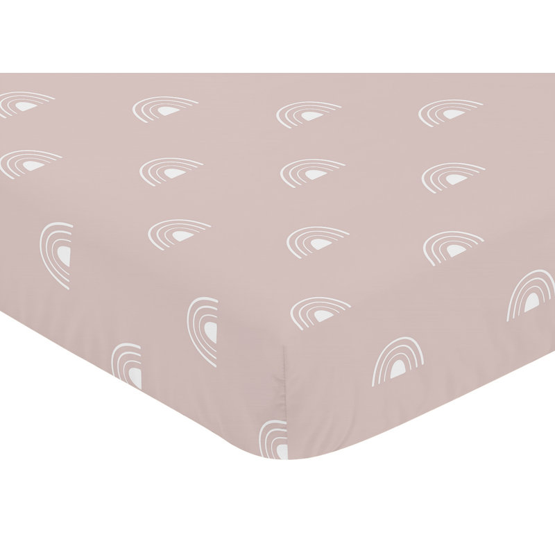 Drap-housse pour lit de bébé Boho Rainbow, Mauve / rose / blanc