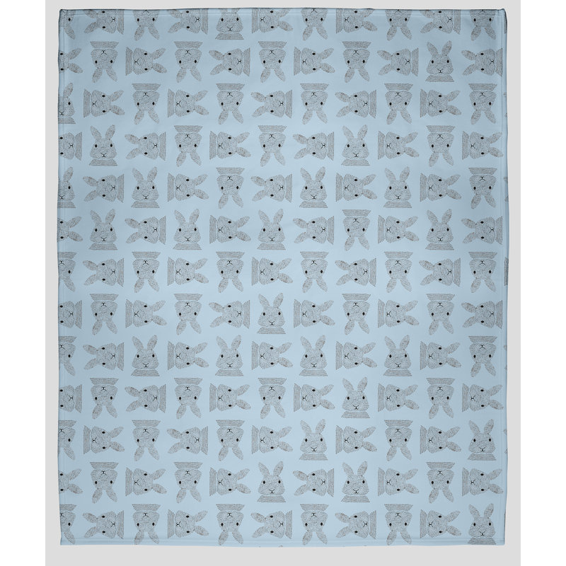 Bickerstaff Criss Cross Bunnies Blanket, W152 x L203cm, Blue