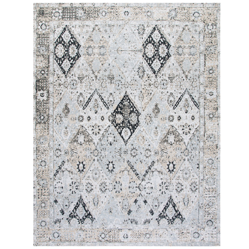 Tapis oriental tissé à plat à la main argent / ivoire Chenault, Rectangle 8 pi x 10 pi