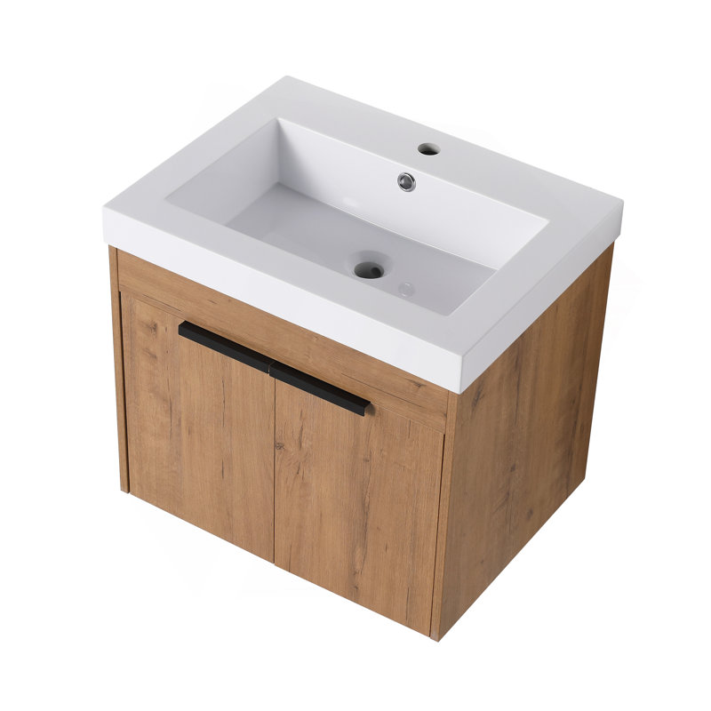 Meuble-lavabo 24 po avec comptoir, lavabo en résine, portes à fermeture douce (KD-PACKING)