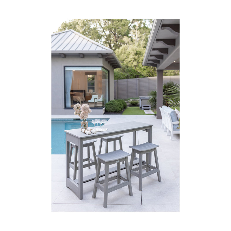 Balcony Outdoor Bar Table, Pacific Blue, 35.5" H x 60" W x 22" D, Mango Orange
