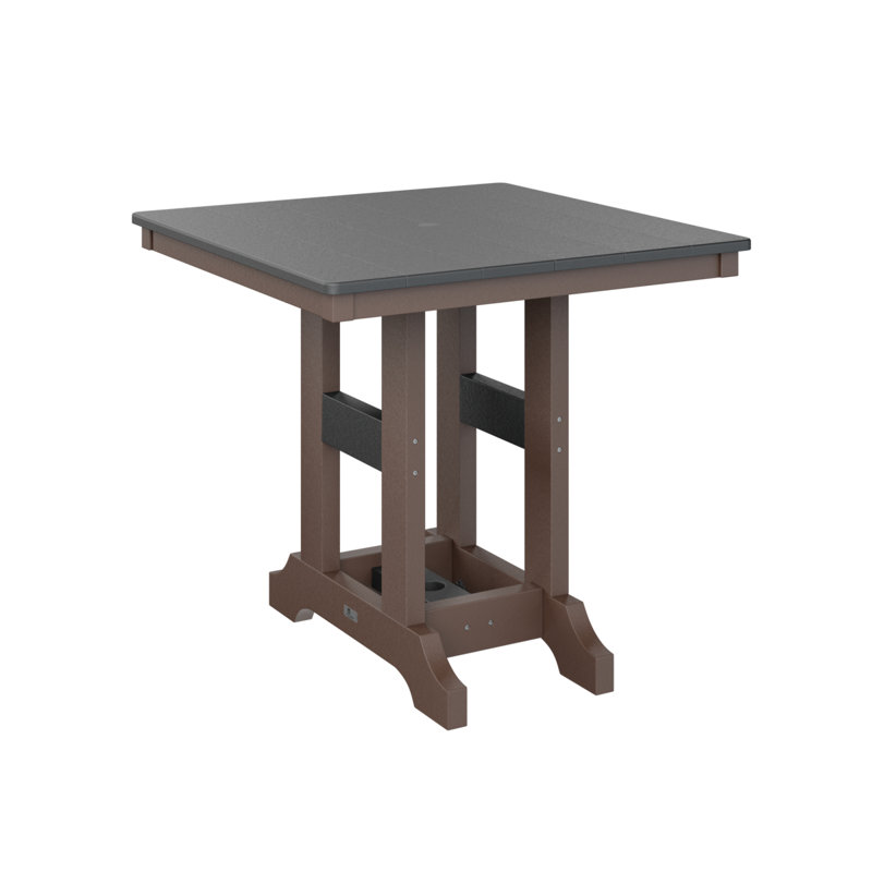 Garden Classic Outdoor Square Bar Table, Black, Chocolate Brown, 35.5" H x 33" W x 33" D