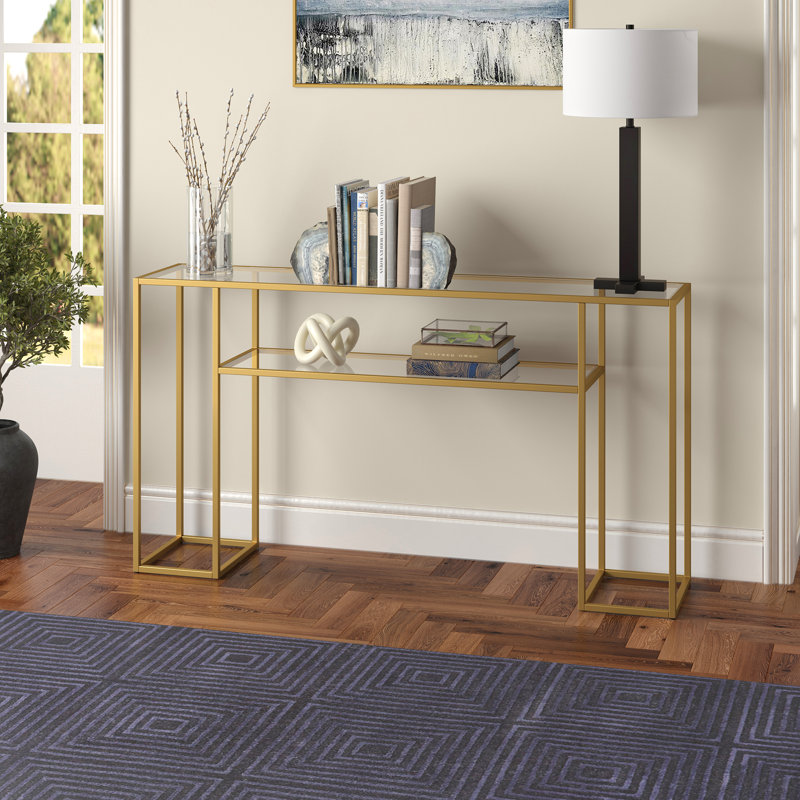 139.7cm Glass Top Console Table, Gold
