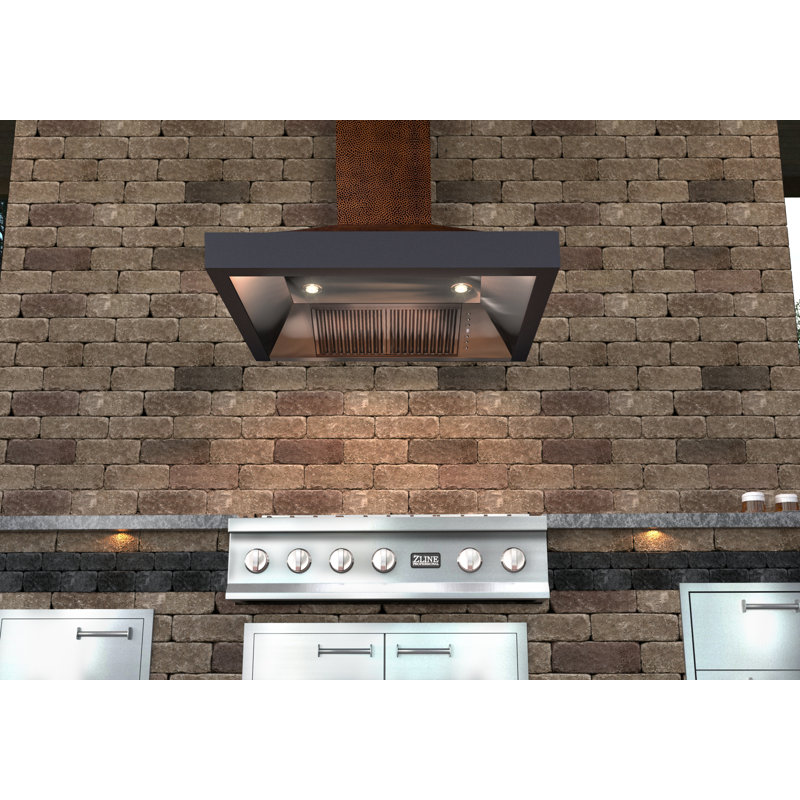 30" 400 CFM Ducted Wall Mount Range Hood, Hand-Hammered Copper, 30" W