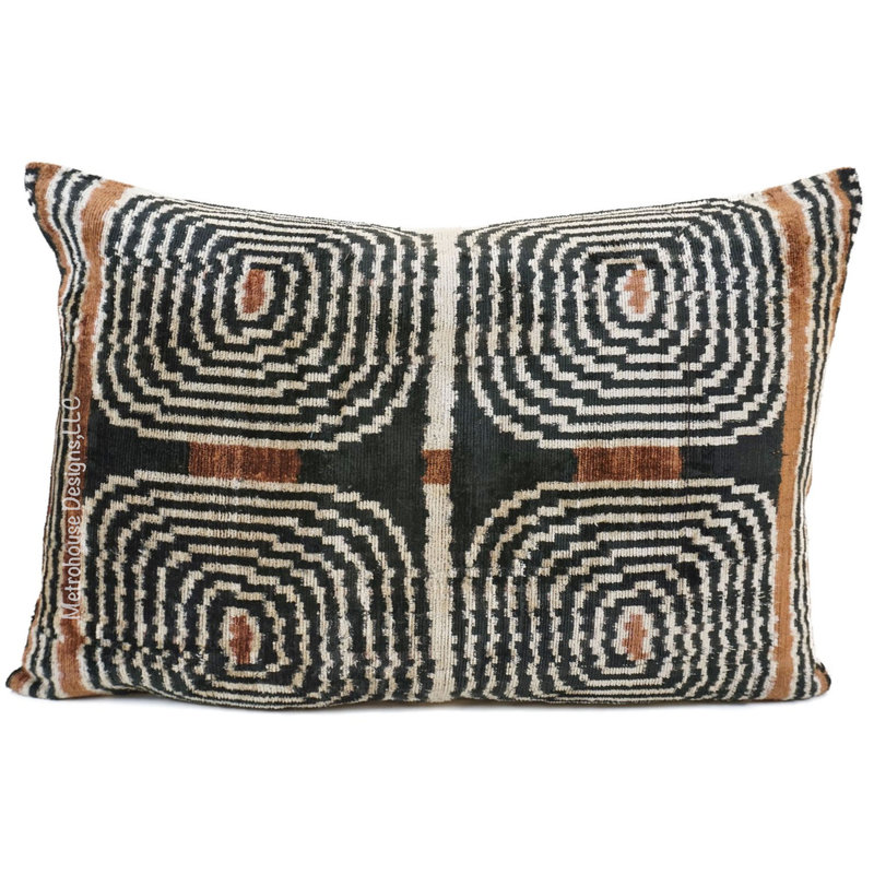 Ikat Velvet Lumbar Pillow Cover & Insert