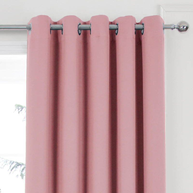 Chacra Room Darkening Curtain Pair, Width 114 x Drop 137cm, Soft Pink